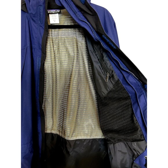 Patagonia Mens Goretex Nylon Blue Waterproof Hooded Rain Ski Full Zip Jacket  M - Picture 10 of 16